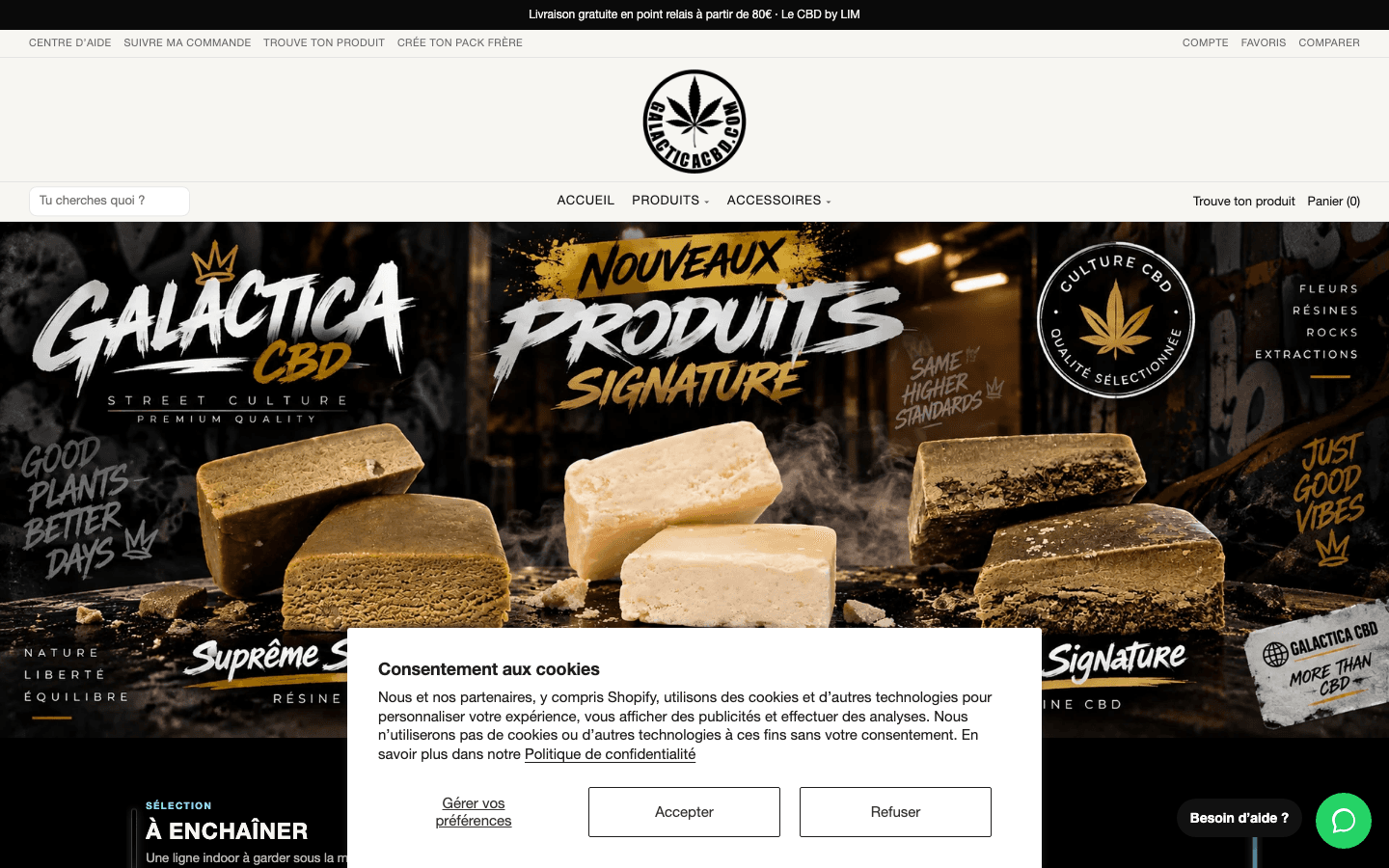 Page d'accueil Galactica CBD